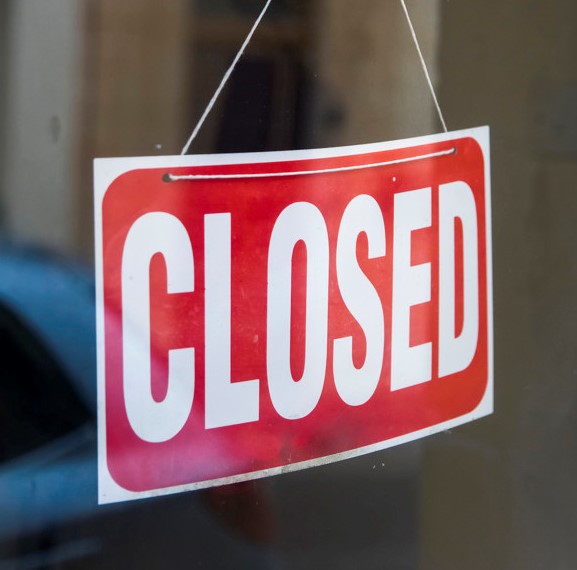 Closed for business sign