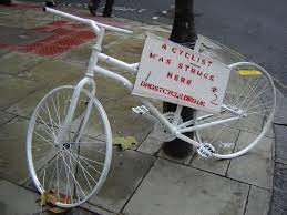 Memorial to bicyclist killed by a car