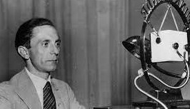 Nazi propagandist Joseph Goebbels speaking on the radio