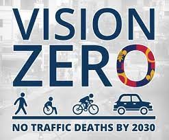 Vision Zero poster urging "no traffic deaths by 2030".